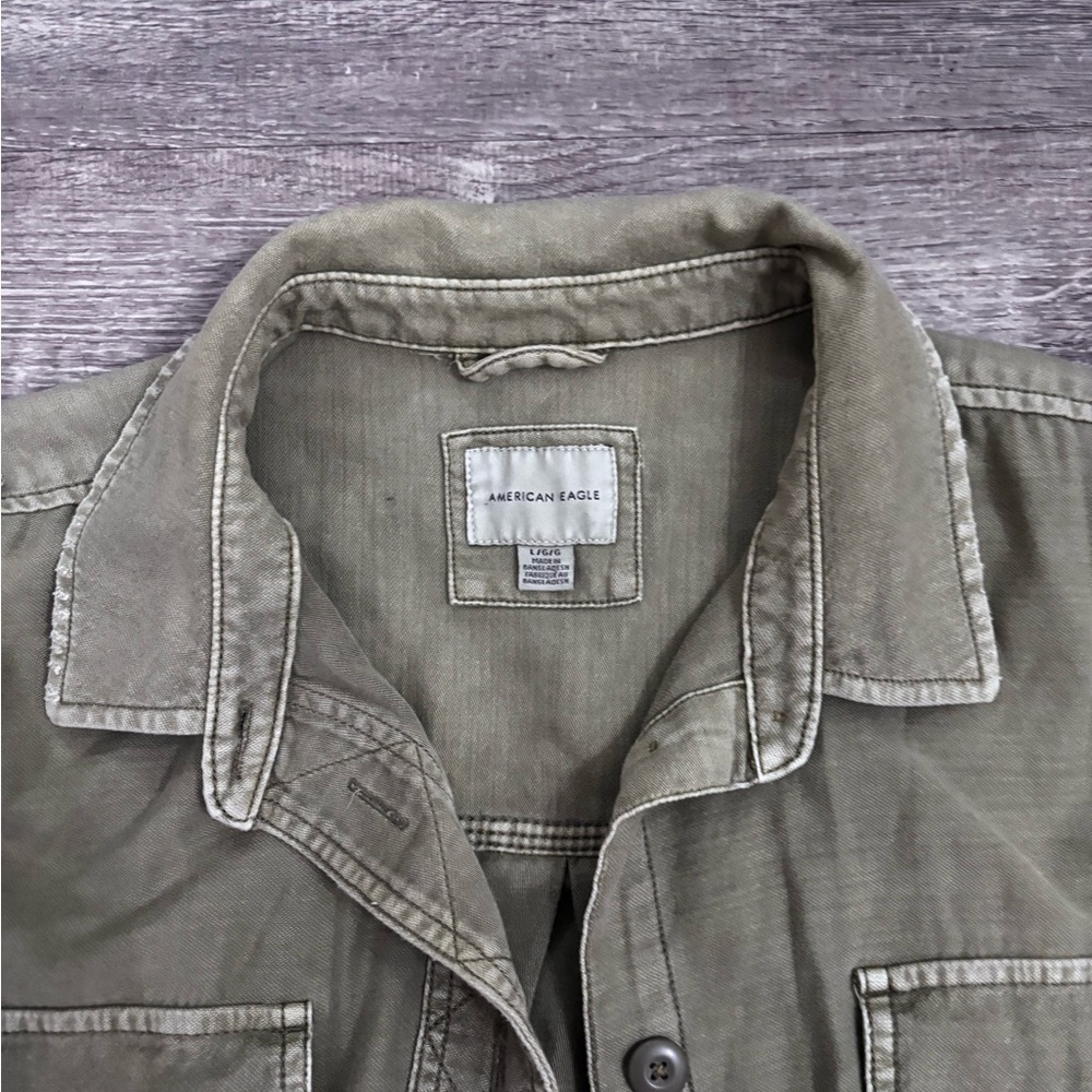 American Eagle Military Green Lightweight Crop Jacket Size Large - Picture 4 of 9